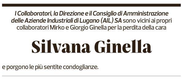 Annuncio funebre Silvana Ginella