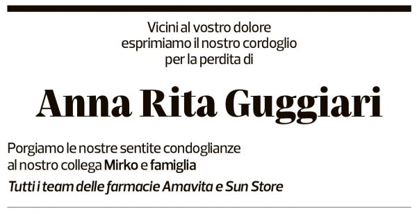 Annuncio funebre Anna Rita Guggiari