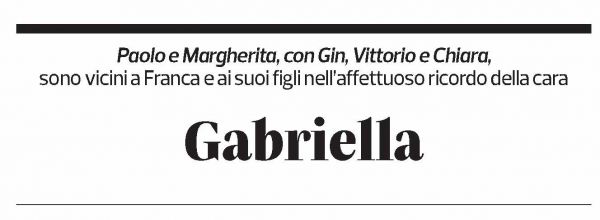 Annuncio funebre Gabriella Borellini