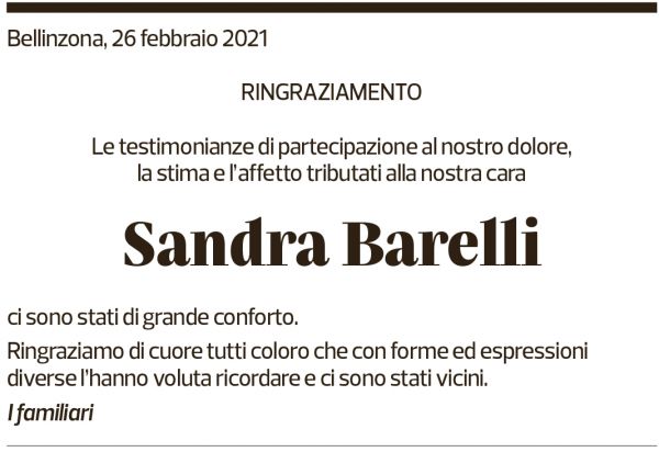 Annuncio funebre Sandra Barelli