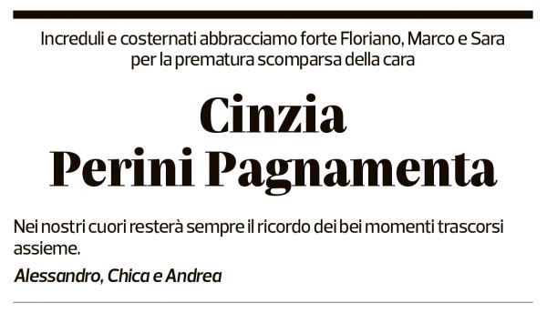 Annuncio funebre Cinzia Perini-pagnamenta