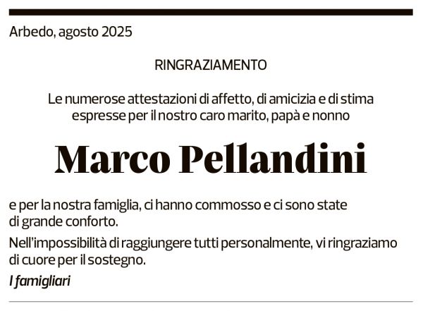 Annuncio funebre Marco Pellandini