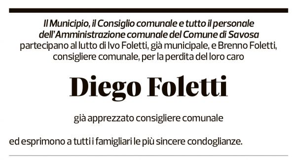 Annuncio funebre Diego Foletti