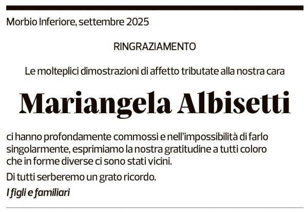 Annuncio funebre Mariangela Albisetti