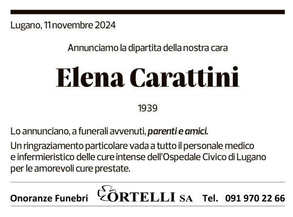 Annuncio funebre Elena Carattini