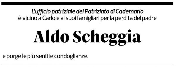 Annuncio funebre Aldo Scheggia