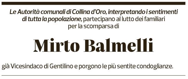 Annuncio funebre Mirto Balmelli