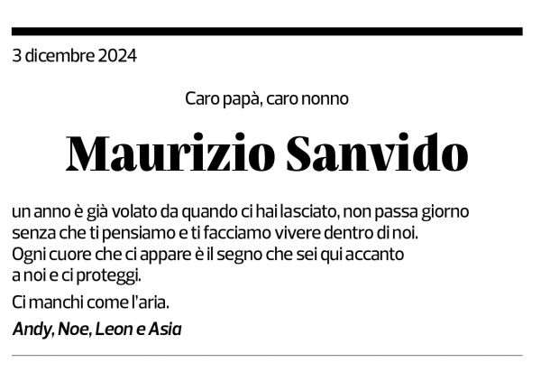 Annuncio funebre Maurizio Sanvido