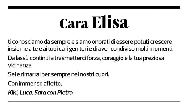 Annuncio funebre Elisa De-stefani