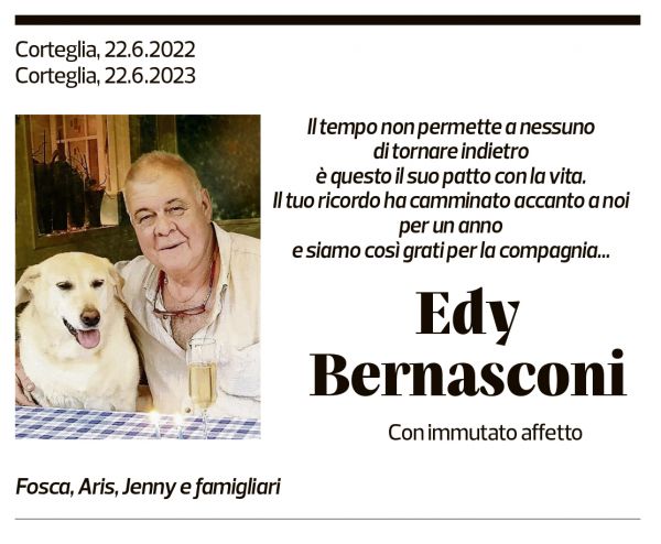 Annuncio funebre Edy Bernasconi