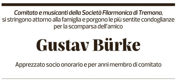 Annuncio funebre Gustav Bürke
