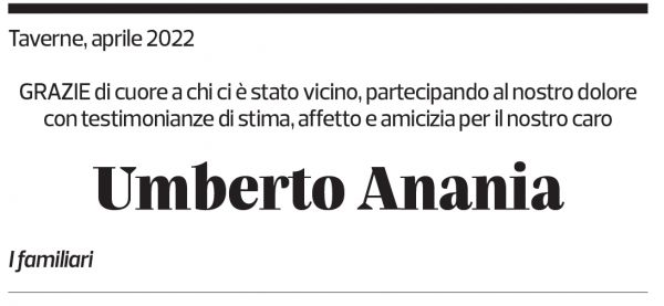 Annuncio funebre Umberto Anania