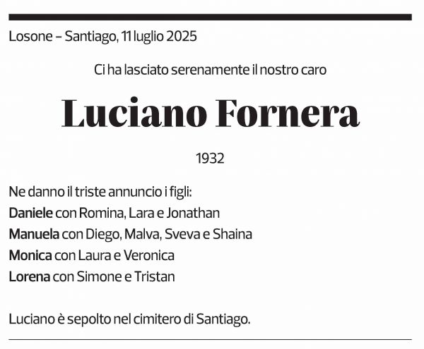 Annuncio funebre Luciano Fornara