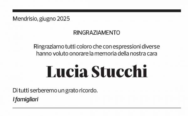 Annuncio funebre Lucia Stucchi