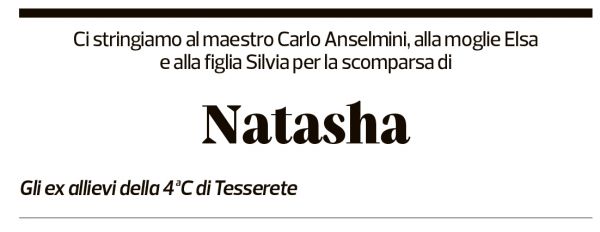 Annuncio funebre Natasha Anselmini