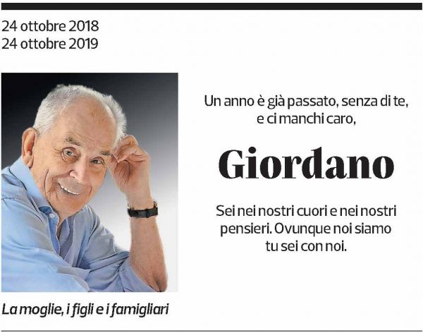 Annuncio funebre Giordano 