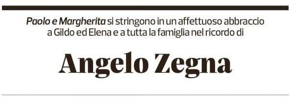 Annuncio funebre Angelo Zegna