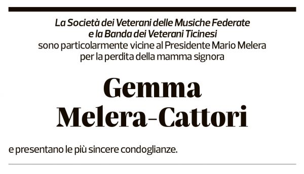 Annuncio funebre Gemma Melera-cattori