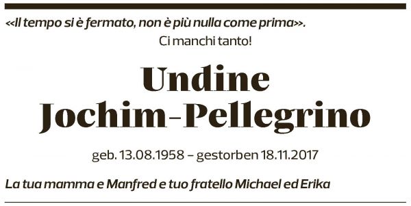 Annuncio funebre Udine Jochim-pellegrino