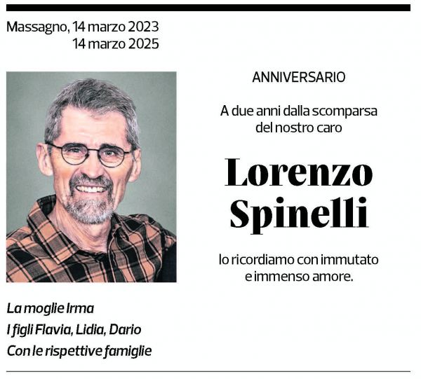 Annuncio funebre Lorenzo Spinelli
