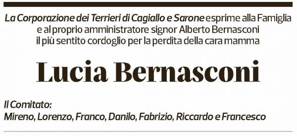 Annuncio funebre Lucia Bernasconi