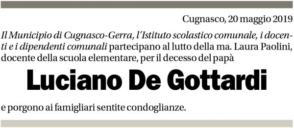 Annuncio funebre Luciano De Gottardi