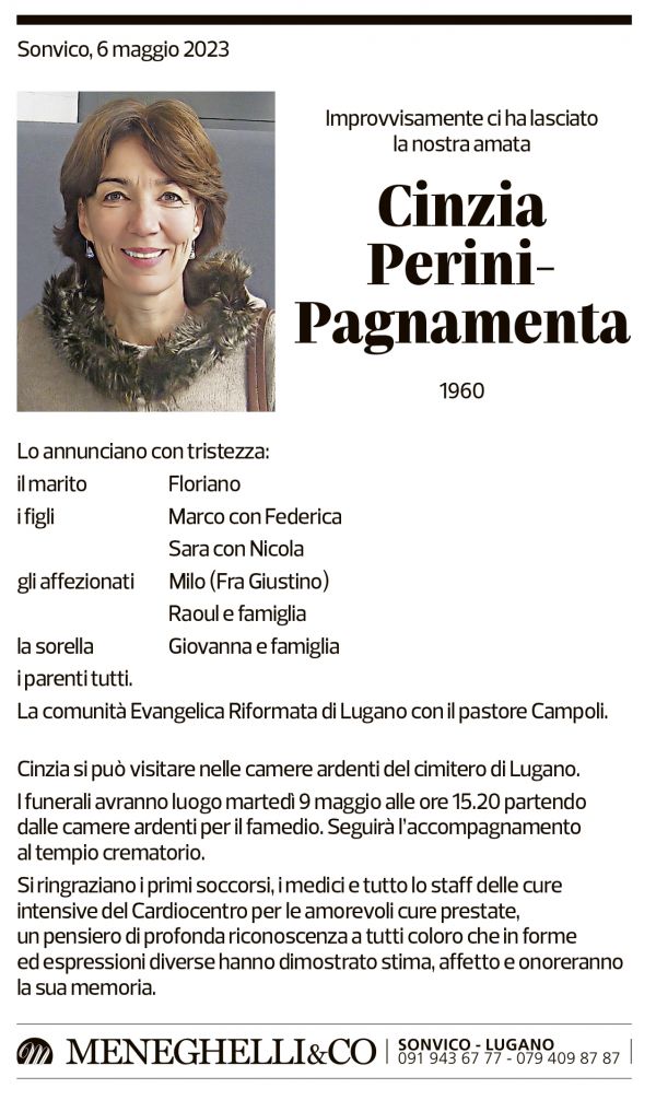 Annuncio funebre Cinzia Perini-pagnamenta