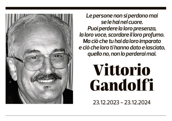 Annuncio funebre Vittorio Gandolfi