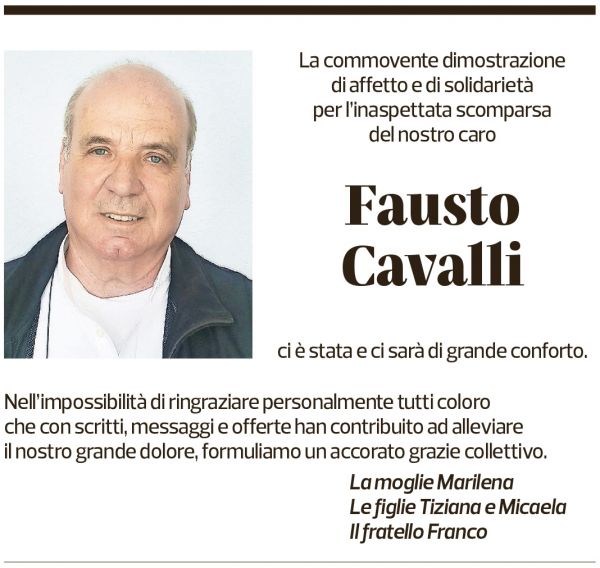 Annuncio funebre Fausto Cavalli