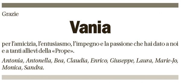 Annuncio funebre Vania Luraschi Beretta-piccoli