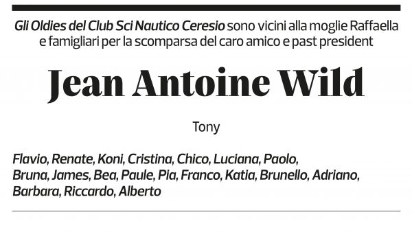 Annuncio funebre Jean-antoine Wild