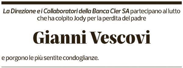 Annuncio funebre Gianni Vescovi