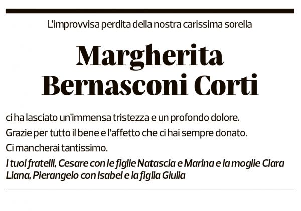 Annuncio funebre Margherita Bernasconi Corti