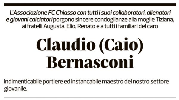 Annuncio funebre Claudio Bernasconi