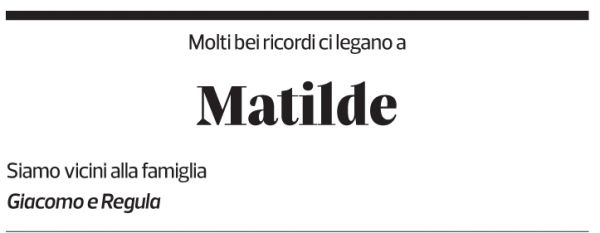 Annuncio funebre Matilde Bonetti Soldati