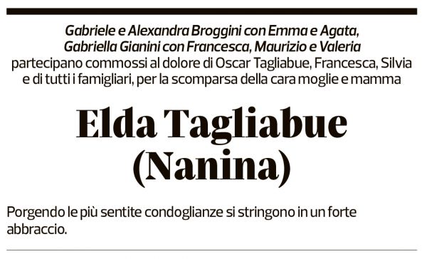 Annuncio funebre Elda Tagliabue